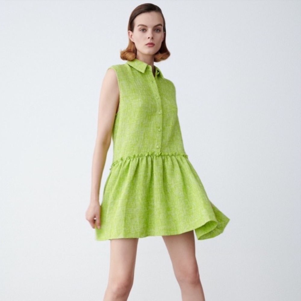 Zara Lime Green Sleeveless Dress XL